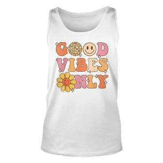 Good Vibes Only Peace Love 60S 70S Tie Dye Groovy Hippie Unisex Tank Top - Thegiftio UK