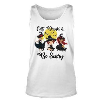 Halloween Eat Drink & Be Scary Sexy Witches Retro Vintage Halloween Tank Top | Mazezy