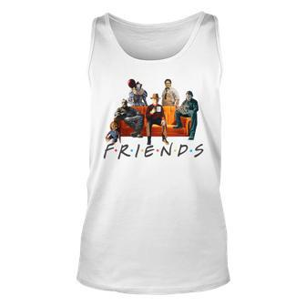 Halloween Friends Crew Gathering On A Spooky Orange Couch Tank Top - Seseable