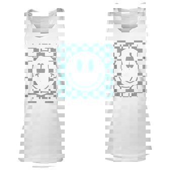 Happy Face 70S Vintage Checkered Pattern Retro Smile Face Unisex Tank Top - Thegiftio