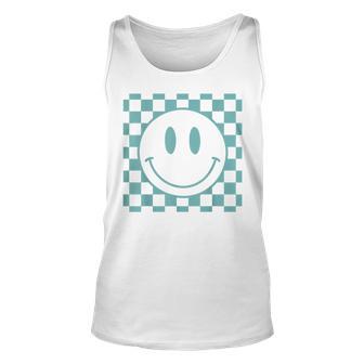 Happy Face 70S Vintage Checkered Pattern Retro Smile Face Unisex Tank Top - Thegiftio UK