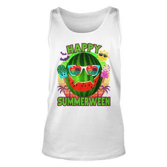 Happy Summerween Summer Watermelon Pumpkin Kawaii Ice Lolly Pumpkin Tank Top | Mazezy