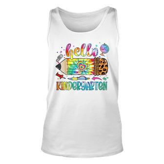 Hello Kindergarten Leopard Pencil Tie Dye Back To School Tank Top - Seseable