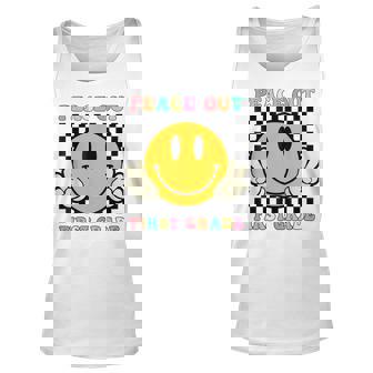 Hippie Smile Face Peace Out First 1St Grade Class Of 2023 Unisex Tank Top | Mazezy