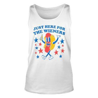Hot Dog Im Just Here For The Wieners 4Th Of July Patriotic Unisex Tank Top - Monsterry DE