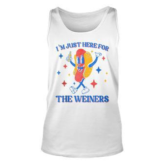 Hot Dog Im Just Here For The Wieners Funny 4Th Of July Unisex Tank Top | Mazezy