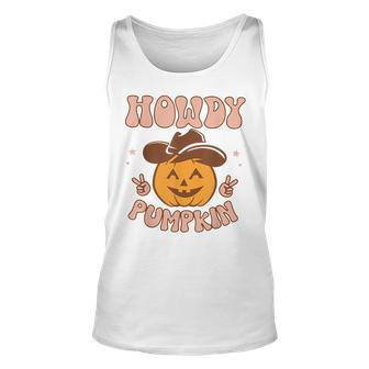 Howdy Pumpkin Vintage Fall Autumn Western Halloween Pumpkin Tank Top | Mazezy