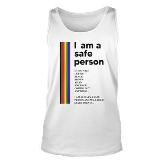 I Am A Safe Person Ally Lgbt Proud Gay Lesbian Lgbt Month  Unisex Tank Top
