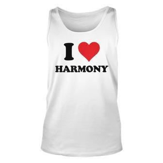 I Heart Harmony First Name I Love Personalized Stuff Unisex Tank Top | Mazezy