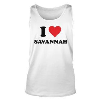 I Heart Savannah First Name I Love Personalized Stuff Unisex Tank Top | Mazezy
