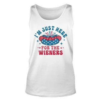 Im Just Here For The Wieners Hot Dog Funny Fourth Of July Unisex Tank Top | Mazezy