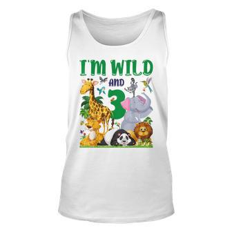 I'm Wild And 3 Safari Zoo Animal Wild And Three Birthday Tank Top | Mazezy