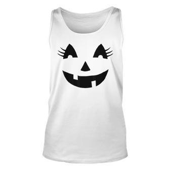 Jack O Lantern Face Pumpkin Eyelashes Hallowen Costume Tank Top | Mazezy