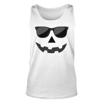 Jack O Lantern Pumpkin Face Sunglasses Hallowen Costume Tank Top | Mazezy