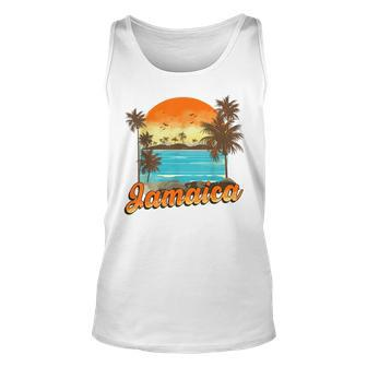 Jamaica Beach Summer Vacation Palm Trees Sunset Vacation Tank Top | Mazezy