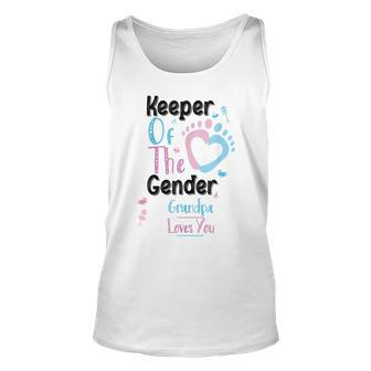 Keeper Of The Gender Grandpa Loves You White Unisex Tank Top | Mazezy