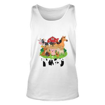 Kids 2 Years Old Boy Farmer 2Nd Birthday Farm Animals Kids Unisex Tank Top - Monsterry CA