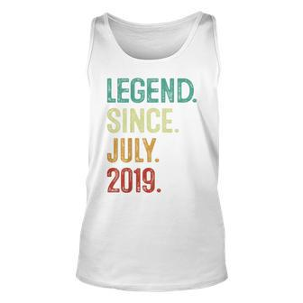 Kids 4 Years Old Legend Since July 2019 4Th Birthday Unisex Tank Top | Mazezy