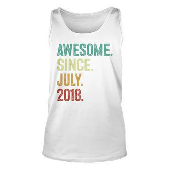Kids 5 Year Old Awesome Since July 2018 5Th Birthday Unisex Tank Top | Mazezy