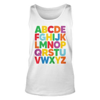 Kids Abcs Alphabet Colorful Letters Reading Kids Unisex Tank Top | Mazezy