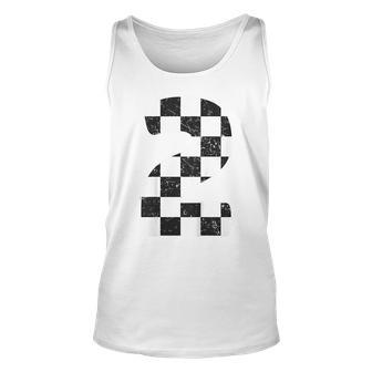 Kids Birthday Boy 2 Two Racing Flag 2Nd Birthday Race Car Toddler Unisex Tank Top - Seseable