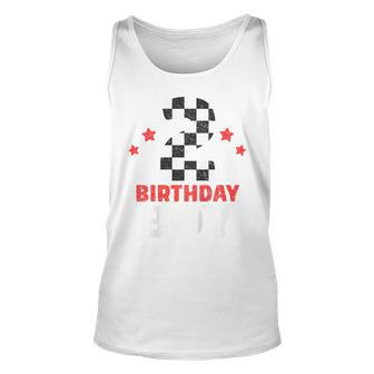 Kids Birthday Boy 2 Two Racing Flag 2Nd Birthday Race Car Toddler Tank Top | Mazezy