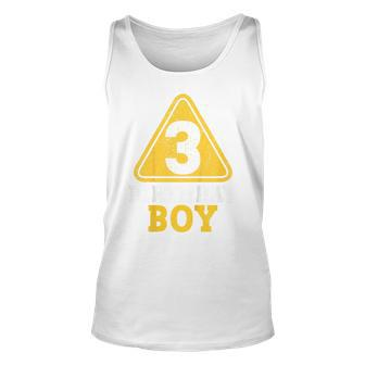 Kids Birthday Boy 3 Three Construction Sign 3Rd Birthday Toddler Tank Top | Mazezy