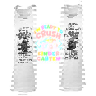 Kids Crush Kindergarten Monster Truck First Day Of School Boy Tank Top | Mazezy