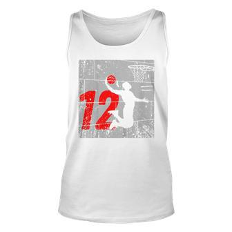 Kids Distressed 12 Year Old 12Th Basketball Birthday Slam Dunk Tank Top | Mazezy DE