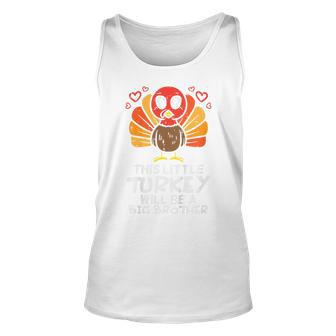 Kids Little Turkey Will Be Big Brother Pregnancy Thanksgiving Tank Top | Mazezy