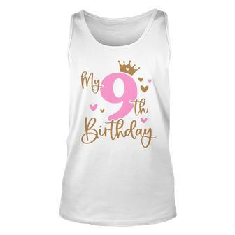 Kids My 9Th Birthday Girl 9 Years Old Bday Party Matching Unisex Tank Top | Mazezy