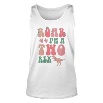 Kids Two Rex Birthday Outfit Girl Dinosaur T-Rex 2 Year Old 2Nd Unisex Tank Top - Seseable