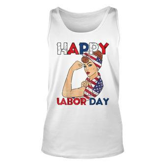 Labor Day Rosie The Riveter American Flag Woman Usa Tank Top - Seseable