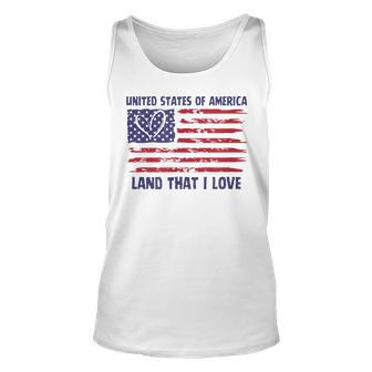 Land That I Love Red White Blue America Usa Heart Flag Unisex Tank Top - Monsterry AU