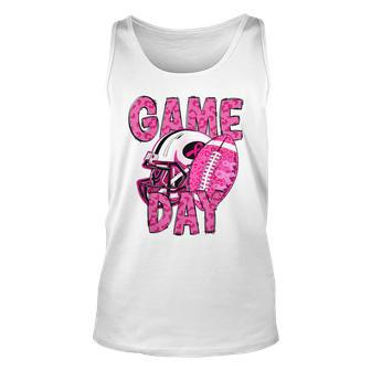Leopard Game Day Pink American Football Tackle Breast Cancer Tank Top - Seseable