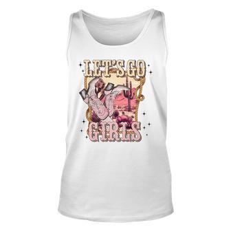 Lets Go Girl Cowboy Pink Boot Retro Western Country Unisex Tank Top | Mazezy