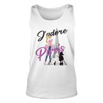 I Love Paris Woman Walking Poodles By Eiffel Tower Tank Top - Monsterry