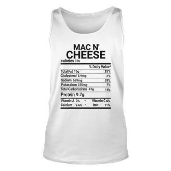 Mac N Cheese Nutrition Fact Thanksgiving Costume Thanksgiving Tank Top | Mazezy DE