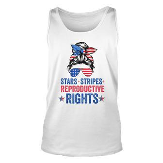 Messy Bun American Flag Stars Stripes Reproductive Rights  Unisex Tank Top
