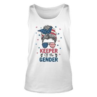 Messy Bun Keeper Of The Gender 4Th Of July Gender Keeper Unisex Tank Top | Mazezy