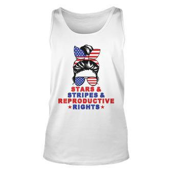 Messy Bun Stars Stripes & Reproductive Rights 4Th Of July Unisex Tank Top | Mazezy