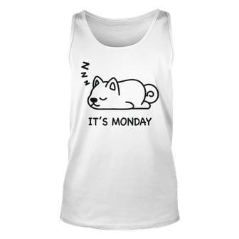 Monday Funny Sleeping Dog Corgi I Hate Monday Unisex Tank Top | Mazezy