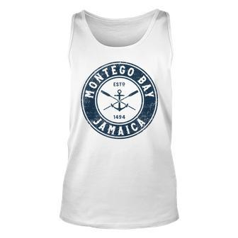 Montego Bay Jamaica Vintage Boat Anchor & Oars Unisex Tank Top | Mazezy