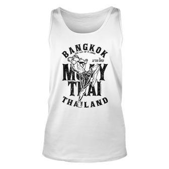 Muay Thai Kickboxing Bangkok Thailand Distressed Graphic Kickboxing Tank Top | Mazezy