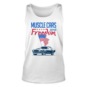Muscle Cars & Freedom American Car Enthusiast July 4Th Flag Cars Tank Top | Mazezy