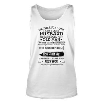 My Grumpy Old Husband Was Born In September Unisex Tank Top | Mazezy