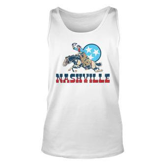 Nashville Vintage Cowgirl & State Flag Tennessee Stars Retro Tennessee Tank Top | Mazezy