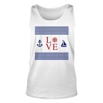 Nautical Love With Anchor Wheel Sailboat Unisex Tank Top | Mazezy