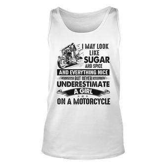 Never Underestimate A Girl On A Motorcycle Biker Motorcycle Unisex Tank Top - Seseable