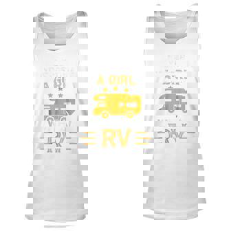 Never Underestimate A Girl With An Rv Camper Gifts Unisex Tank Top - Seseable
